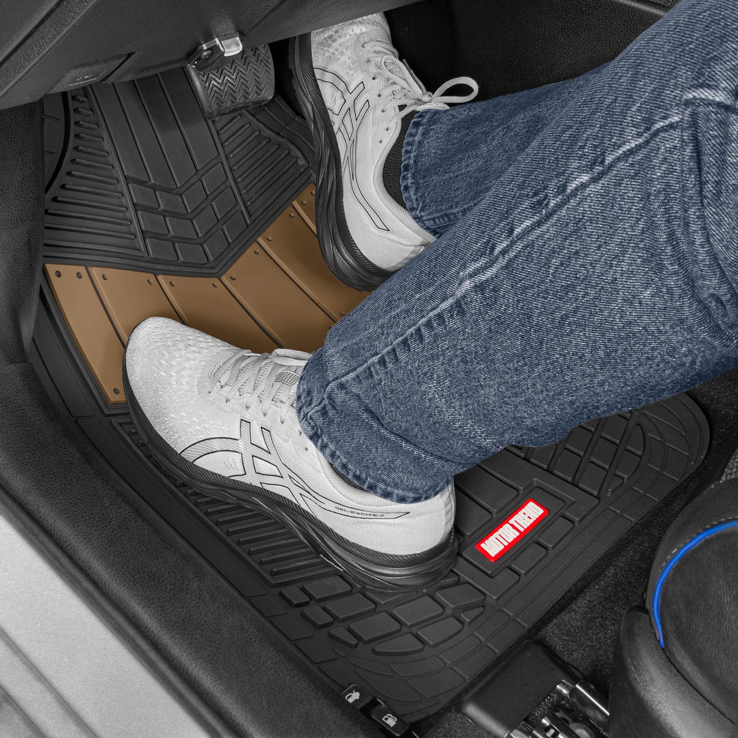 MotorTrend 4-Piece DualFlex Deep Drainage Kanäle Vorderbodenmatten und Hinterbodenmatten - Heavy Duty, All Weather, Trimmen Sie, um zu passen