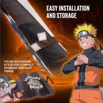 Naruto Shippuden Offiziell lizenzierte Windschutzscheibe Sonnenschutz - Car Sun Shade passt die meisten Autos, LKWs, SUV, & Van - Akatsuki Naruto Merch & Anime Zubehör für Autos - Sunshade Auto Windschutzscheibe - 57 'x 27'