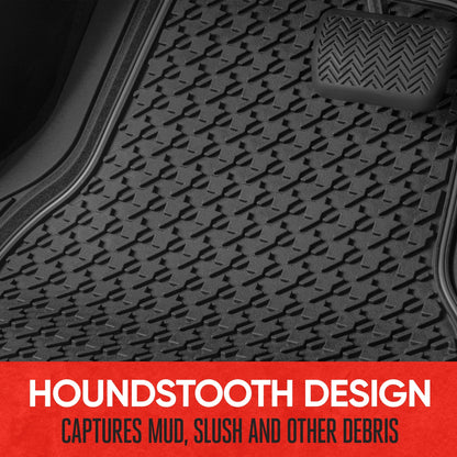 MotorTrend 4-Piece Houndstooth Pattern Vorderbodenmatten und Hinterbodenmatten - Heavy Duty, All Weather, Trimmen, um zu passen