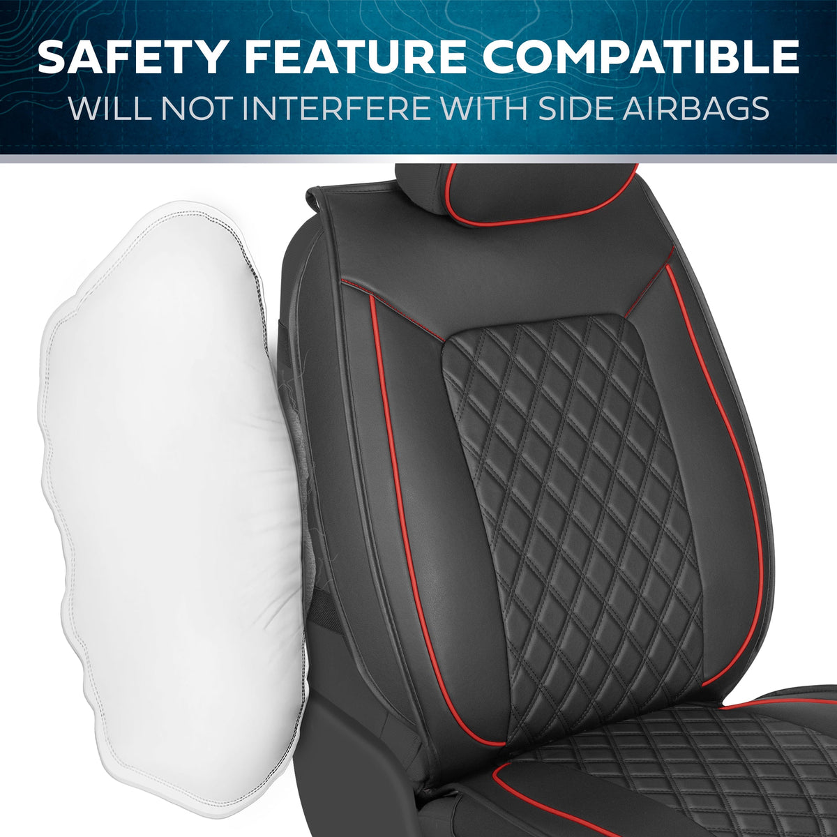 MotorBox 2-Pack Prestige Edition Premium Faux Leather Diamond Stitched Cushion Vordersitzbezüge