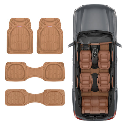 MotorTrend 4-Piece 3-Rows FlexTough Deep Dish Vorderbodenmatten, Mittelbodenmatten und Hinterbodenmatte