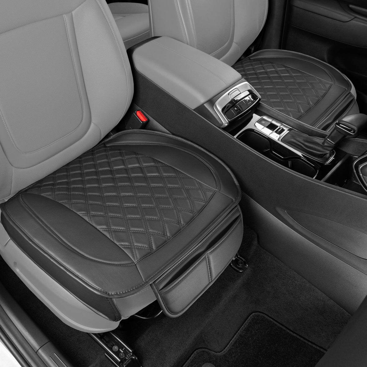 MotorTrend 2-Pack gepolsterte Faux Leather Diamond Nähte Sitzbezüge mit Front Storage Taschen