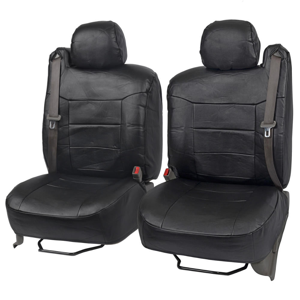 BDK 2-Pack Premium Faux Leder Vordersitze mit integrierten Sicherheitsgurtabdeckungen