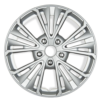 BDK 16 Zoll Hubcaps Set von 4 - OEM Ersatz Snap-On Wheel Rim Covers - Universal Fit Car Wheel Cover für Autos, LKW, SUV, Vans langlebig ABS 5-Spoke Silver Hub-Cap Car Zubehör Außen