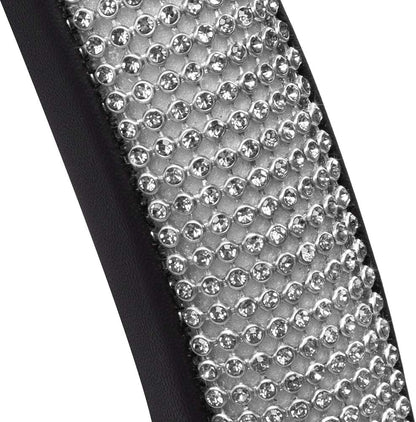 Bling Bling Glitter Diamant Lederlenkrad Abdeckung mit 9 Reihen Kristall Rheinsteine, Passt Räder 14.5 - 15 Zoll für Frauen