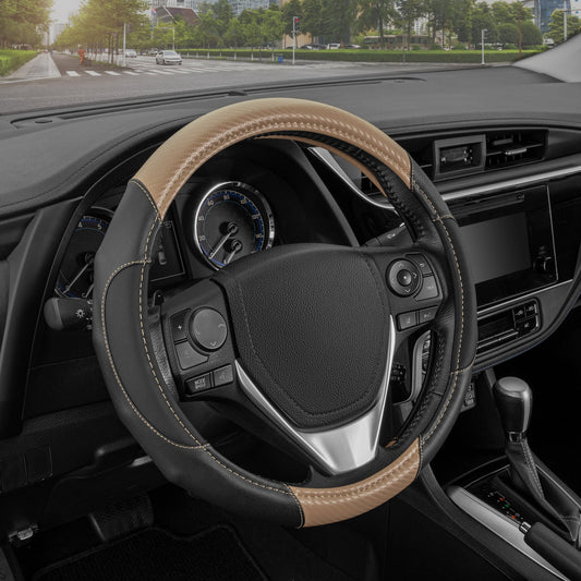 MotorTrend GripDrive Carbonfaser weben Ergonomic Grip Lenkrad Abdeckung (Fits 14.5' - 15.5')