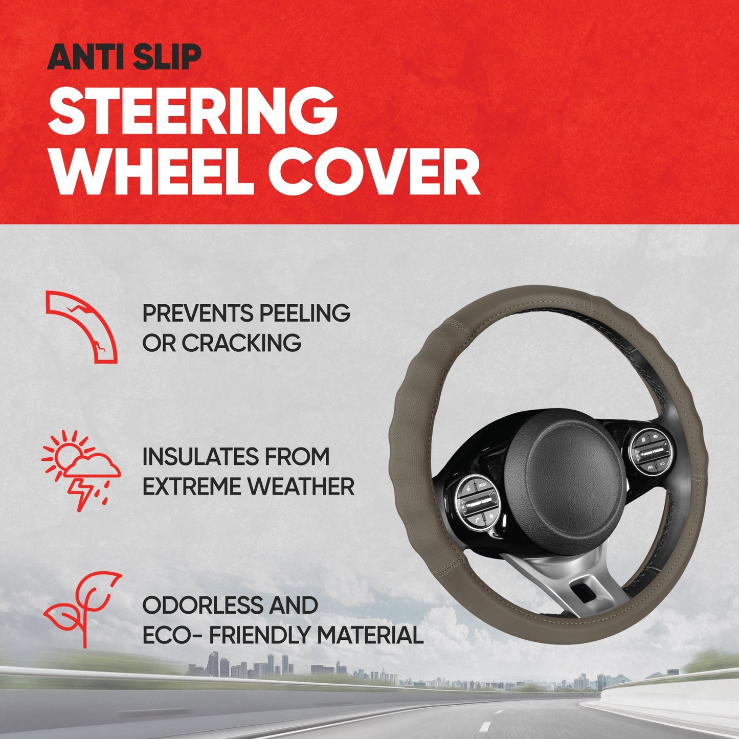 MotorTrend SoftTouch Advanced Traction Grip Lenkrad Abdeckung (Fits 14.5' - 15.5')