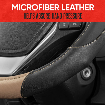 MotorTrend GripDrive Carbonfaser weben Ergonomic Grip Lenkrad Abdeckung (Fits 14.5' - 15.5')