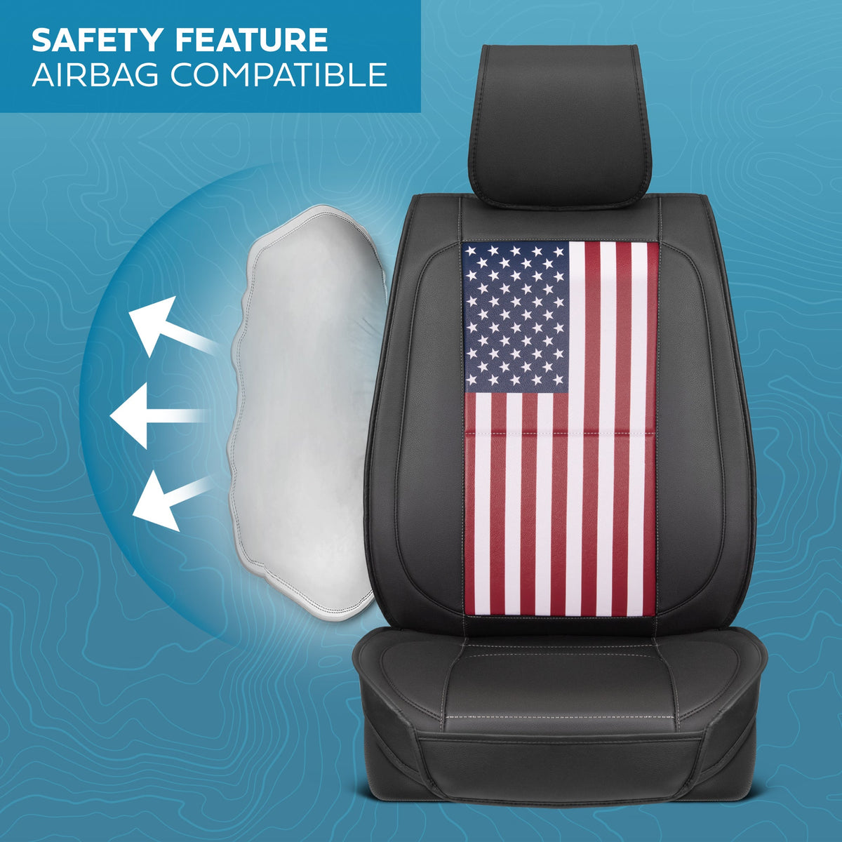 MotorBox American Flag Seat Abdeckungen für LKW, Autos und SUV - Napa Leder US Car Seat Abdeckungen American Flag Truck Zubehör - Car Seat Abdeckung Patriotic American Flag Car Zubehör Autositz Protektor
