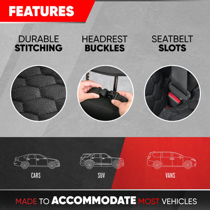 Motor Trend Dog Car Seat Cover für den Rücksitz - Wasserdichte, rutschfeste kratzfeste Rücksitz-Haustierbezug für Hunde - Universal Fit Dog Zubehör für Autos, LKW, SUV & Vans - Schwarz