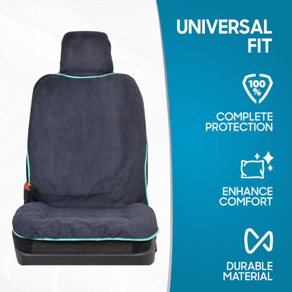 BDK UltraFit Waterpoof Car Seat Towel Cover, Black Trim - Waschbarer Schweißsitz-Protektor, ideal für Fitness-Studio-Surfen-Lauf-Crossfit, passt zu den meisten Auto-LKW Van und SUV (Mehrere Farben)
