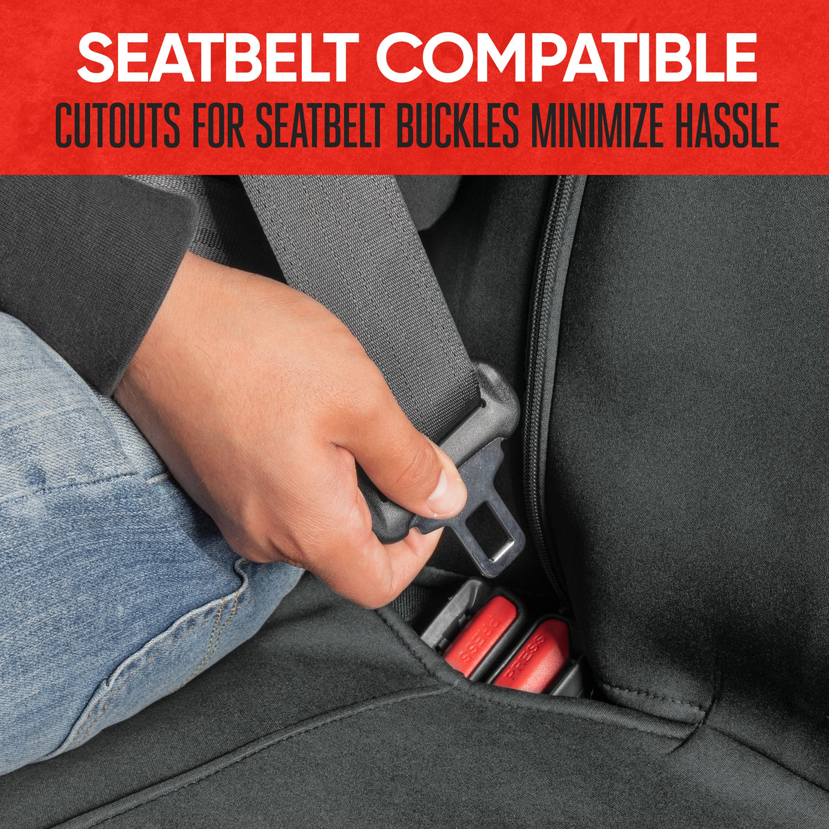 Motor Trend SpillGuard Wasserdichter Hintersitz Bench Car Seat Cover, All Charcoal Stitching - Split Bench Hintersitz Protector mit Neopren-Padding, Rücksitz Abdeckung für Kinder & Hunde, Auto-Innenraum Abdeckungen