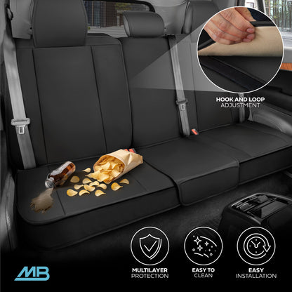 MotorBox Premium Napa Lederrücksitz Abdeckung - Semi Universal Fit für die meisten Autos, LKW & SUV - Black Back Seat Protector - Anti-Rutsch, langlebige Bench Abdeckung - Einfache Installation, Luxus-Auto-Innenausstattung