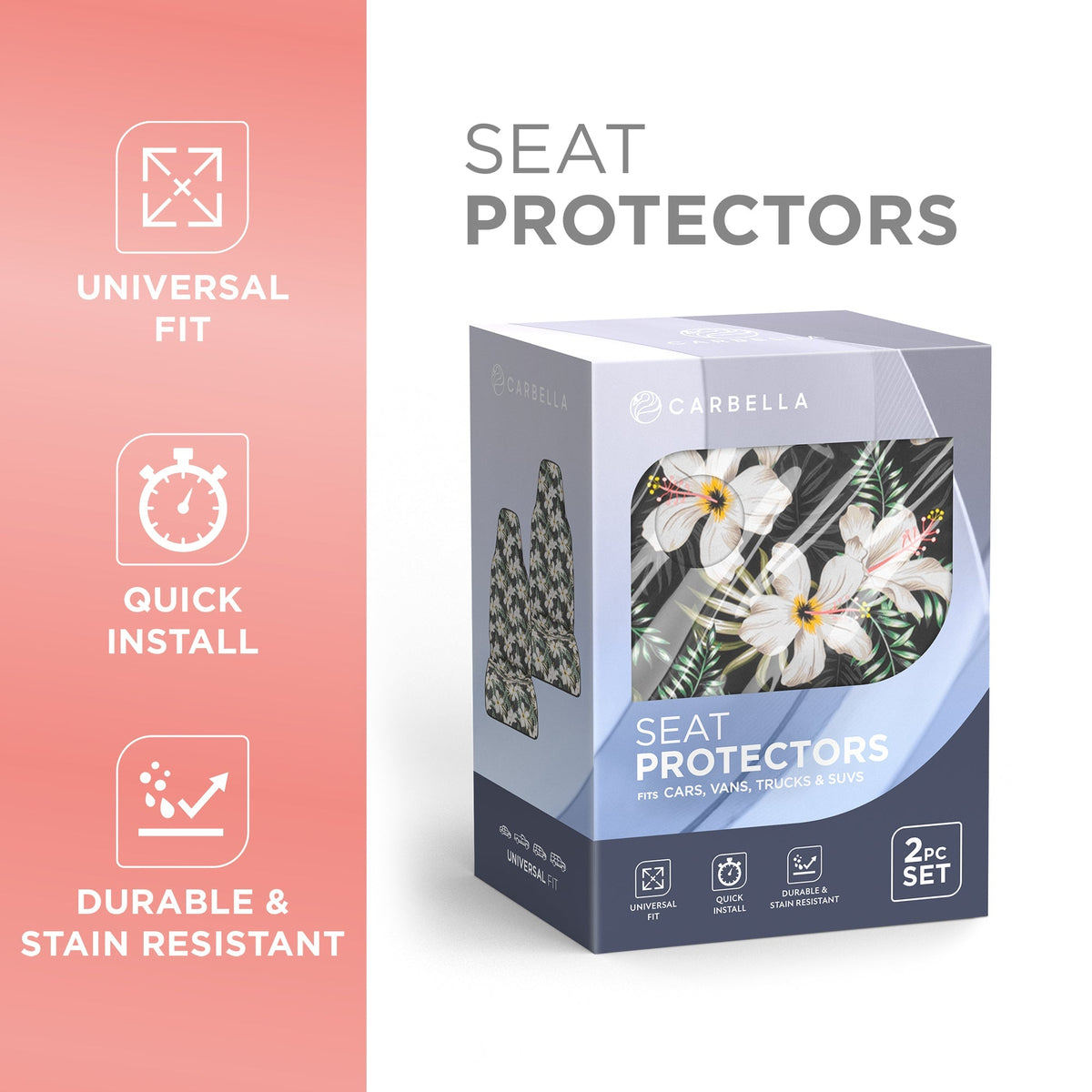 Carbella 2-Pack Tropical Flowers Vordersitzbezüge