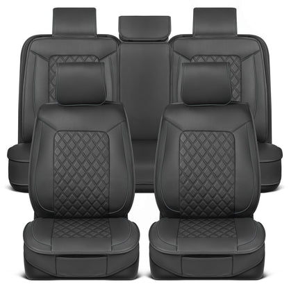 MotorBox 11-Piece Prestige Edition Premium Faux Leather Diamond Stitched Cushion Vordersitz- und Rücksitzabdeckungen