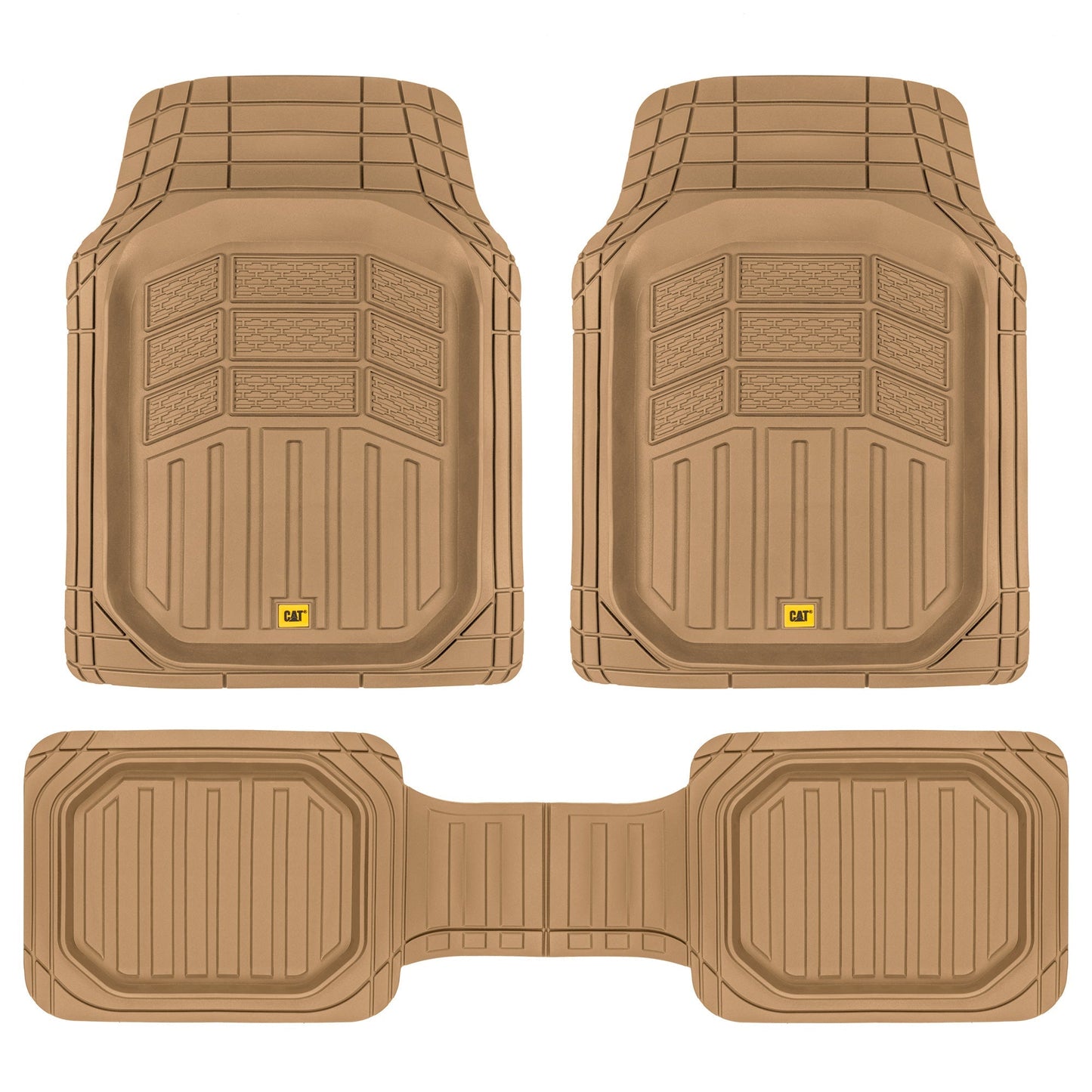 CAT 3-Piece Deep Dish Vorderbodenmatten und Hinterbodenmatten - Heavy Duty, All Weather, Trimm to Fit