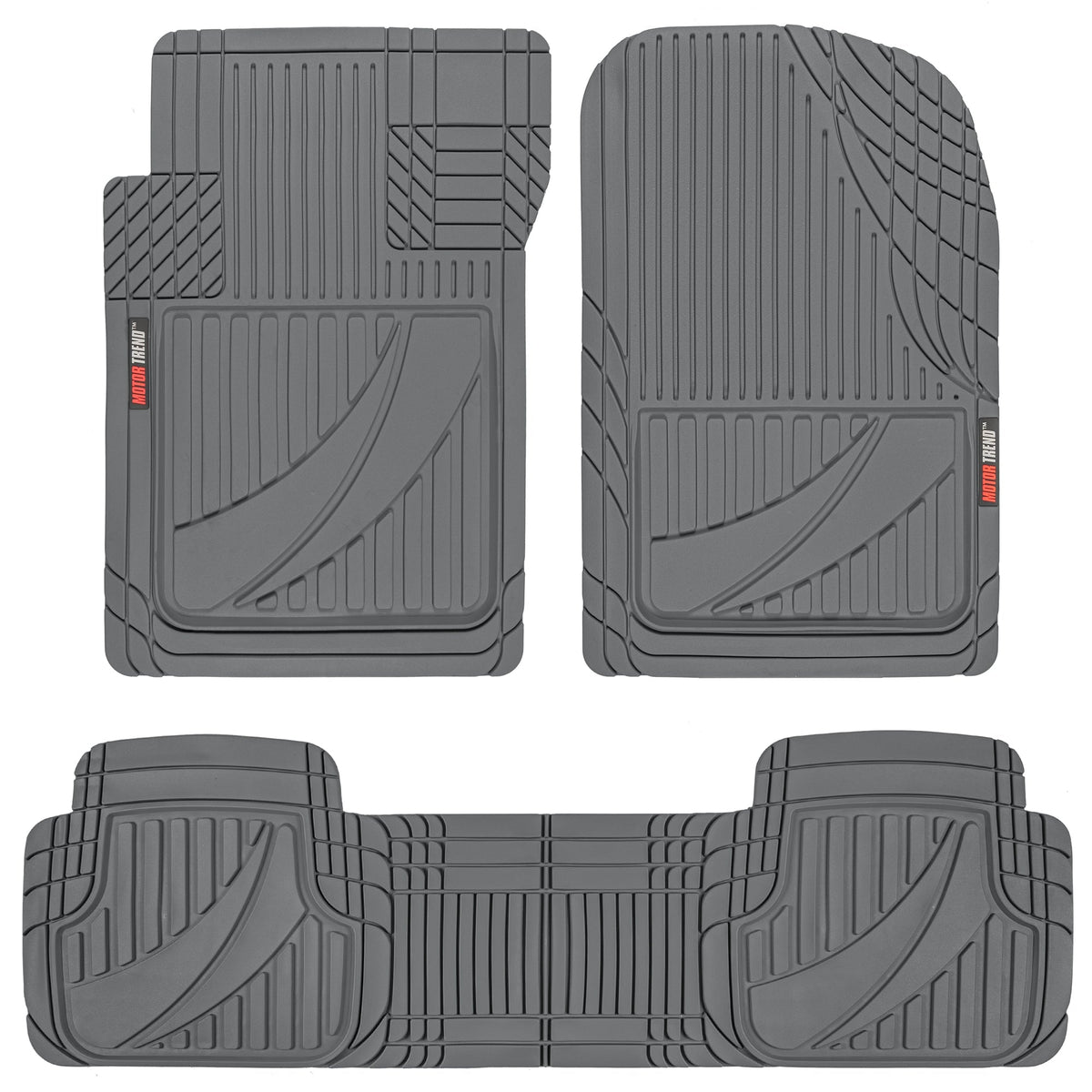 MotorTrend 3-Stück FlexTough Advanced Gummi Mehrkanal-Frontbodenmatten und hintere Bodenmatte