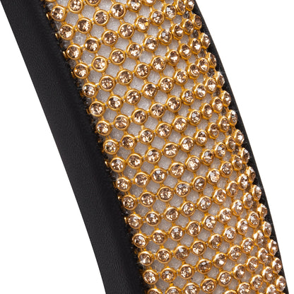 Bling Bling Glitter Diamant Lederlenkrad Abdeckung mit 9 Reihen Kristall Rheinsteine, Passt Räder 14.5 - 15 Zoll für Frauen