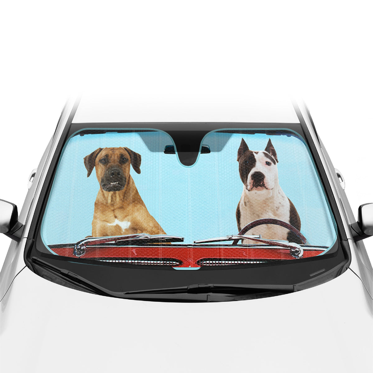 BDK 2 Hunde, die Auto-Frontwindschutzscheibe Sonnenschirm fahren (58' x 27')