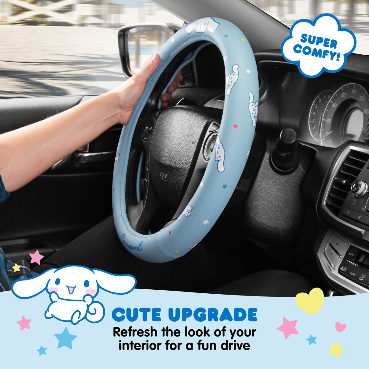 Carbella Sanrio Cinnamoroll Lenkradabdeckung (Fits 14.5' - 15.5')
