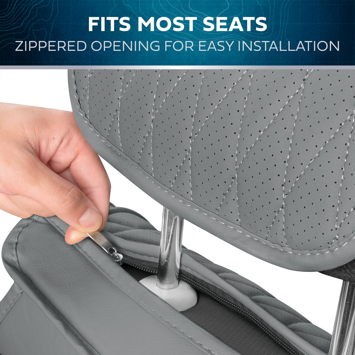 Car Seat Covers - DiamondLux Edition Premium Faux Leather Seat Protectors - Doppelkreuz-Nähte gepolsterte Automobilzubehör für LKW, SUVs, Autos - Front Seat Set