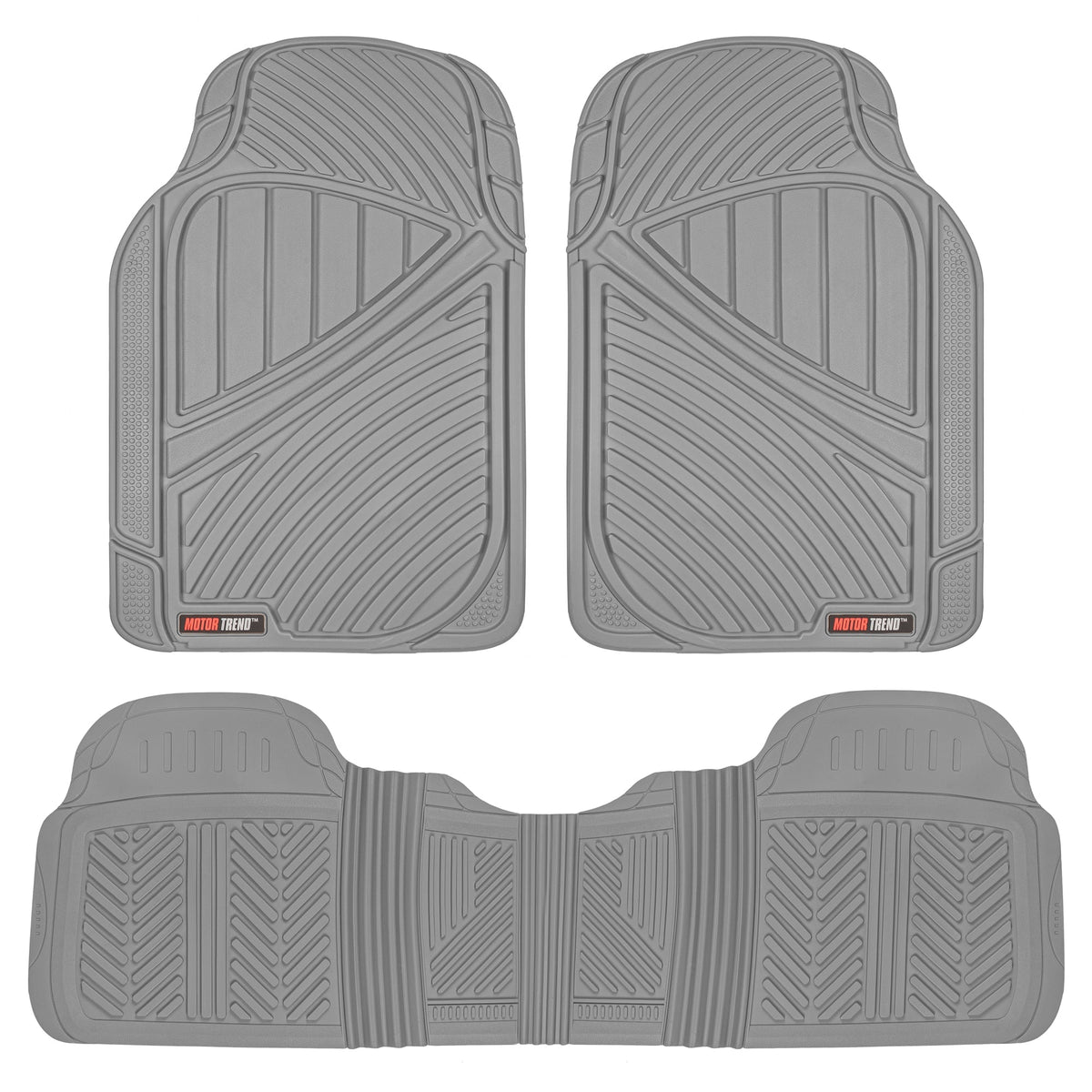 MotorTrend 3-Stück FlexTough Performance Deep Channel Front Floor Matts und Rear Floor Mat - Heavy Duty, All Weather, Trimm to Fit