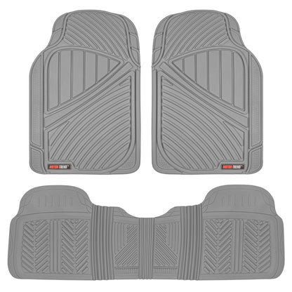 MotorTrend 3-Stück FlexTough Performance Deep Channel Front Floor Matts und Rear Floor Mat - Heavy Duty, All Weather, Trimm to Fit