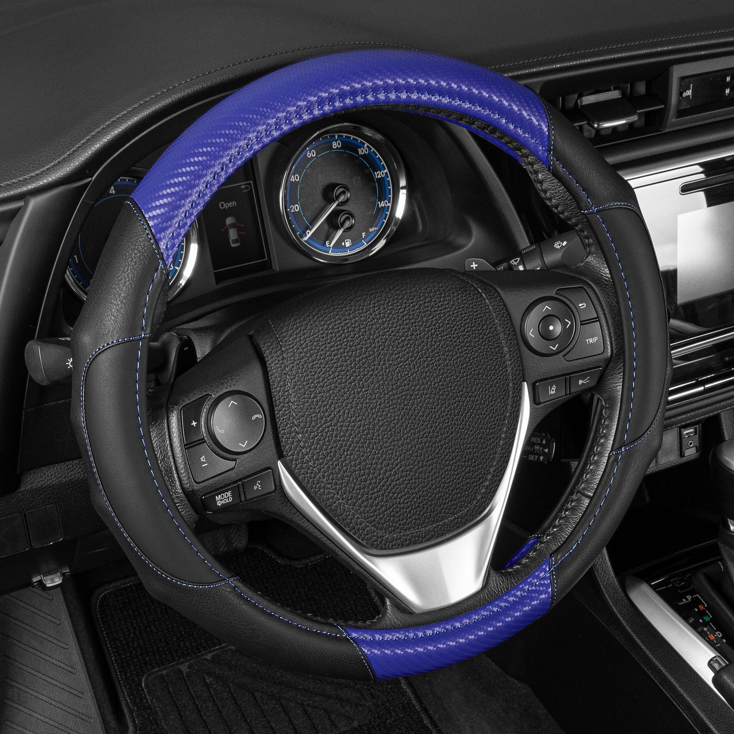 MotorTrend GripDrive Carbonfaser weben Ergonomic Grip Lenkrad Abdeckung (Fits 14.5' - 15.5')