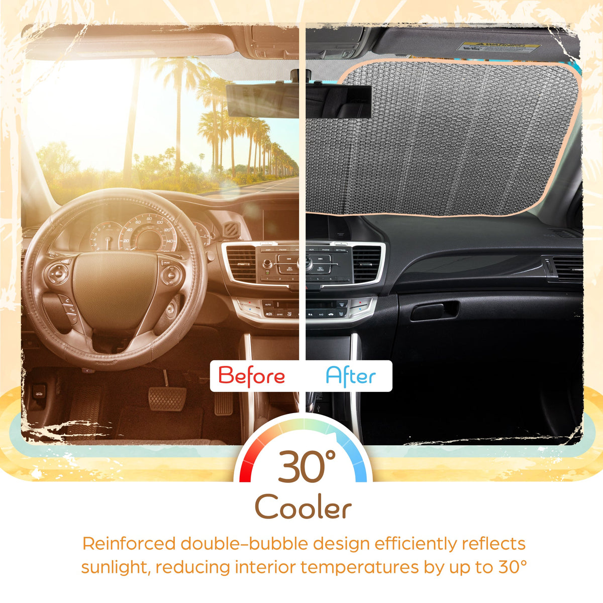 C&C Sage Floral Car Windschutzscheibe Sonnenschutz - Sun Visor SunShade für Auto-Windschutzscheibe - Fensterschirme für Autos, SUV & Truck - Dash Cover UV-Schutz für Front-Fensterschutz Zubehör - 57' x 27'