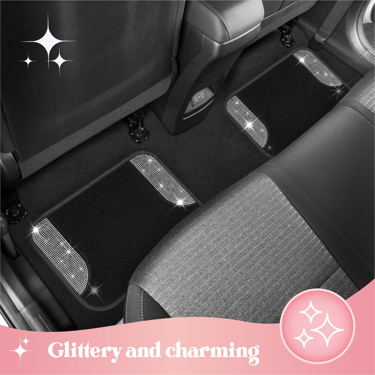 Carbella 4-Piece Diamond Bling Vorderbodenmatten und Hinterbodenmatten - weiß