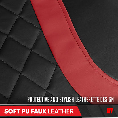 Motor Trend Faux Ledersitzbezüge für LKW, Autos und SUV - Front Black & Red Car Seat Cover Set - Universal Fit für die meisten Automobile - Forros Para Asientos De Carro - CarSeat Cover Zubehör