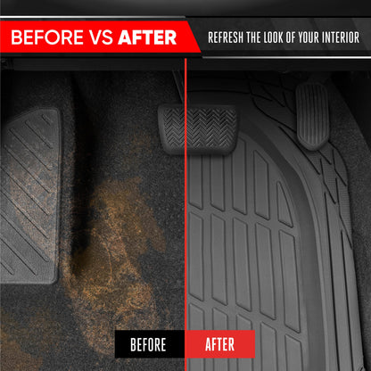 MotorTrend 4-Stück FlexTough Deep Dish Vorderbodenmatten, Hinterbodenmatte und Trunk / Cargo Mat - Heavy Duty, All Weather, Trim to Fit