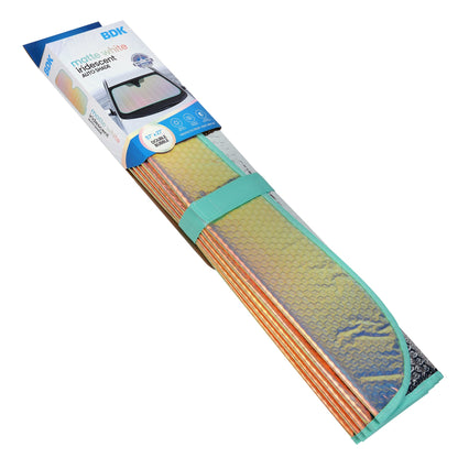 BDK Iridescent Mermaid, Hologrammfolie, Chameleon Front Windschutzscheibe Sonnenschutz, Doppelblasen-Akkordeon Falt Auto Sonnenschutz für Auto LKW SUV 58 x 27 Zoll