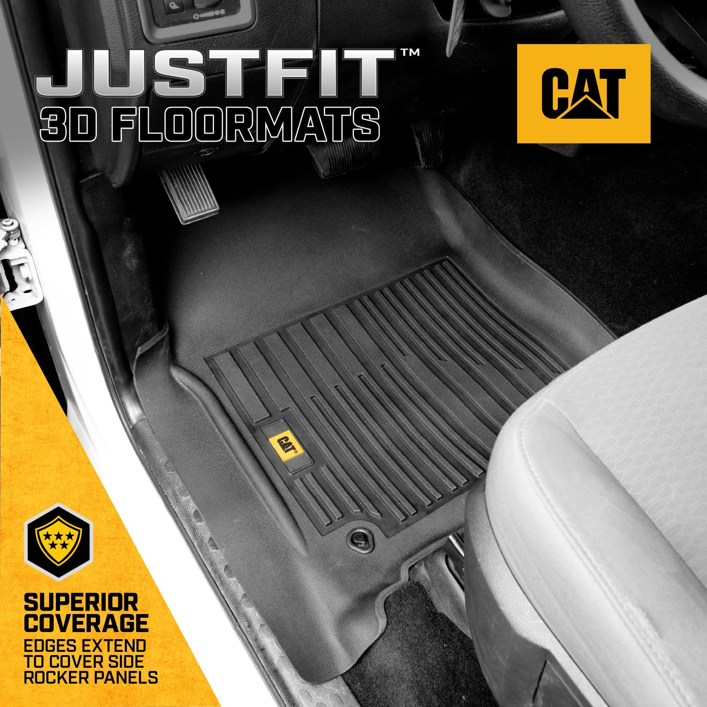 CAT 3-Stück JustFit 3D Vorderbodenmatten und Hinterbodenmatten für Dodge Ram 1500 Crew Cab 2009-2018, Dodge Ram 2500/3500 Crew Cab 2010-2018, Dodge Ram Classic 2019-2024