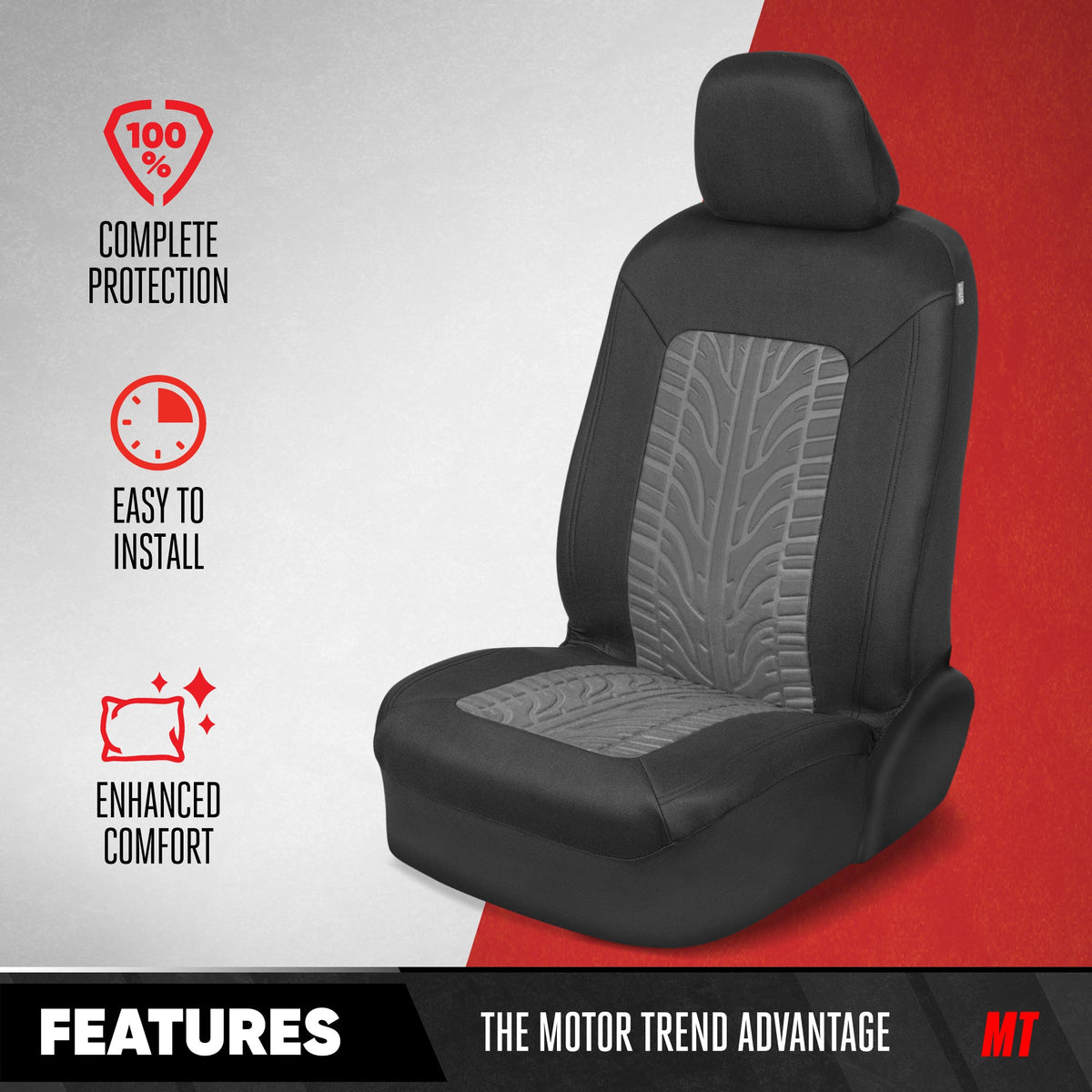 MotorTrend 2-Pack Grand Prix Reifenlaufflächen-Vordersitzabdeckungen