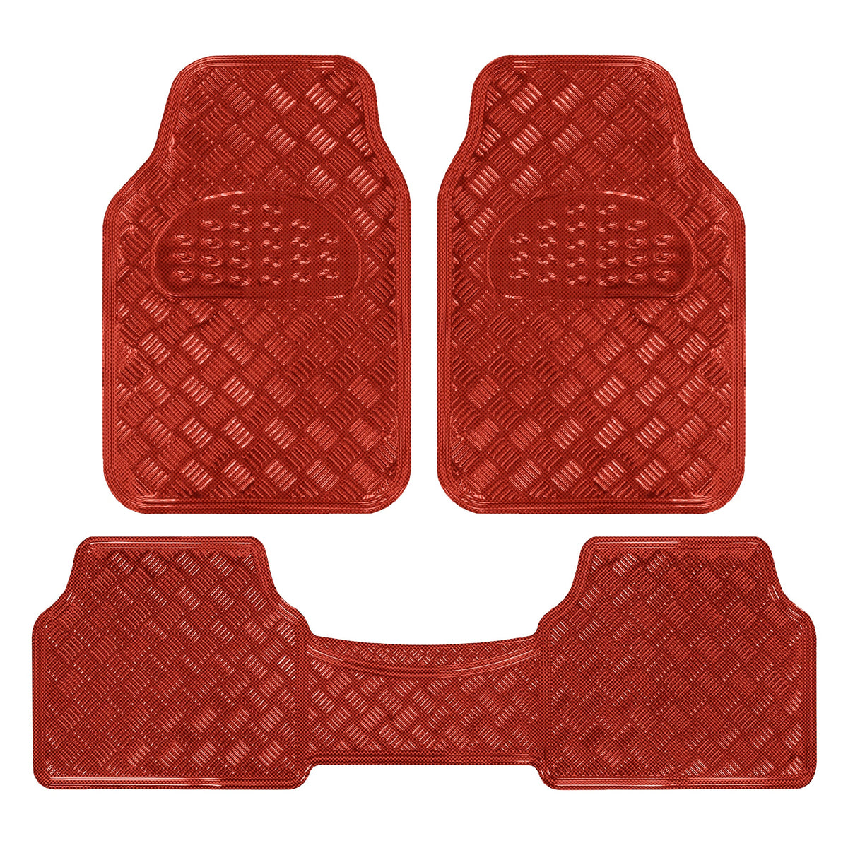 BDK 3-Stück Transluzente Metallic-Look Front Floor Mat und Hinterboden Mat - Heavy Duty, All Weather