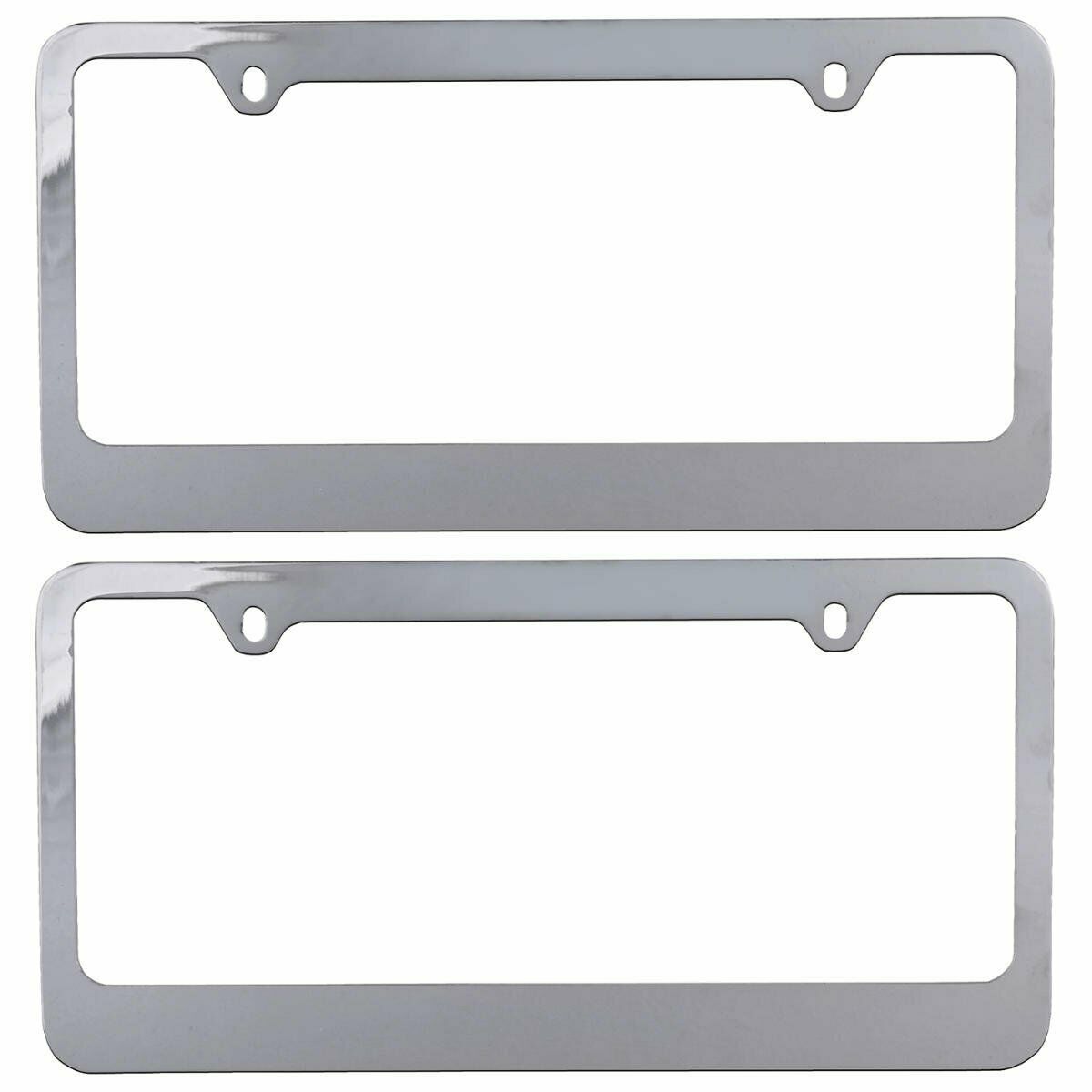 Rostbeständiges verchromtes Die-Cast-Edelmetall-Lizenzplattenrahmen / -halter Universalgröße - Blank Metal Design (Paket von 2)