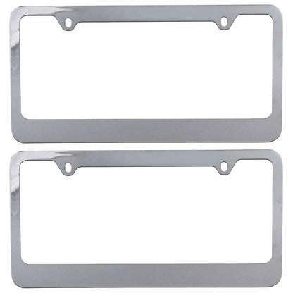 Rostbeständiges verchromtes Die-Cast-Edelmetall-Lizenzplattenrahmen / -halter Universalgröße - Blank Metal Design (Paket von 2)
