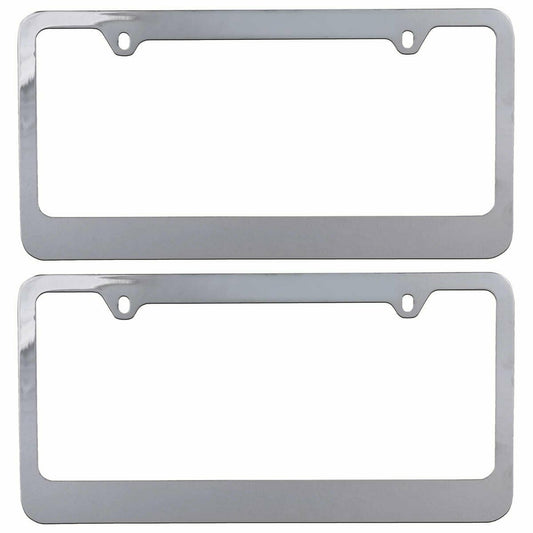 Rostbeständiges verchromtes Die-Cast-Edelmetall-Lizenzplattenrahmen / -halter Universalgröße - Blank Metal Design (Paket von 2)