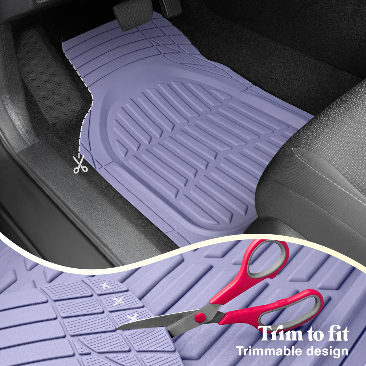 Carbella 3-Piece Front Floor Matts und Rear Floor Matts - Heavy Duty Deep Dish - Lavendel