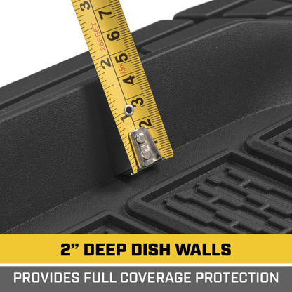 CAT 3-Piece Deep Dish Vorderbodenmatten und Hinterbodenmatten - Heavy Duty, All Weather, Trimm to Fit
