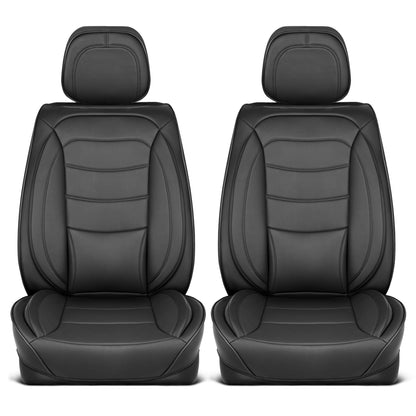 MotorBox Elite Edition Faux Ledersitz Abdeckungen für Autos, LKW und SUV - 2 schwarze Autositz Abdeckungen für Vordersitze - Universal Fit Car Zubehör Automotive Interior Cover Protector für die meisten Fahrzeuge