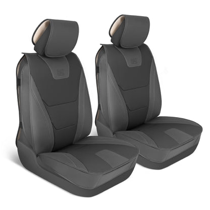CAT 2-Pack Edge Deluxe Premium Zwei-Tone Faux Leder Vordersitz Abdeckungen - Reverse Charcoal