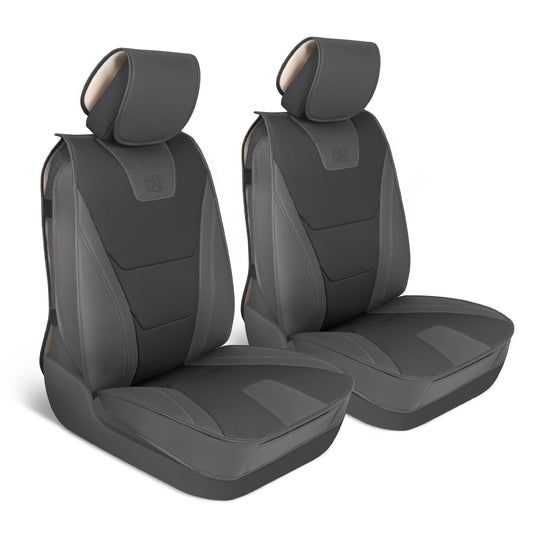 CAT 2-Pack Edge Deluxe Premium Zwei-Tone Faux Leder Vordersitz Abdeckungen - Reverse Charcoal