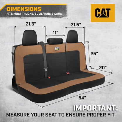 Cat Flexfit Beige & Black Rear Seat Cover für Auto - Langlebiger Canvas & Mesh Design 60/40 Split Bench Protector für Autos, LKW & SUVs - Rücksitz Abdeckung für Hinterbank - Interieur Car Zubehör