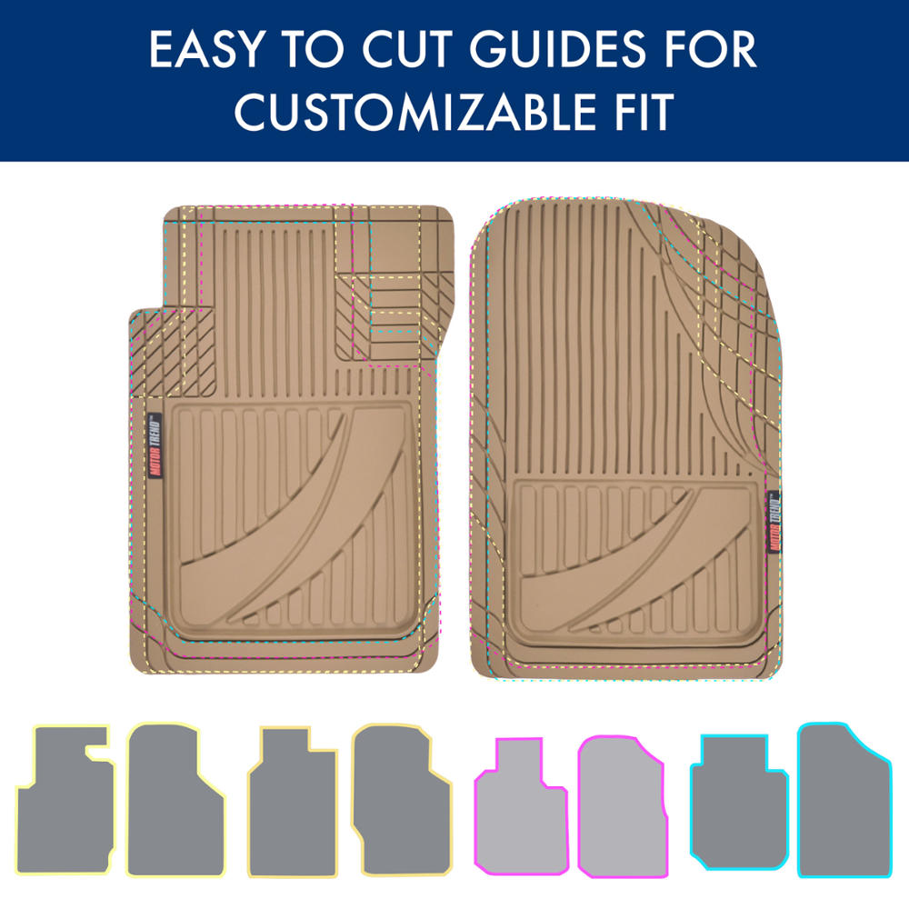 MotorTrend 3-Stück FlexTough Advanced Gummi Mehrkanal-Frontbodenmatten und hintere Bodenmatte