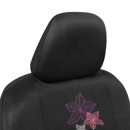 BDK 12-teilige Hawaiian Flowers Vordersitzbezüge, Rücksitzbezüge, Sitzgurtpads und Lenkradbezüge (Fits 14.5' - 15.5')