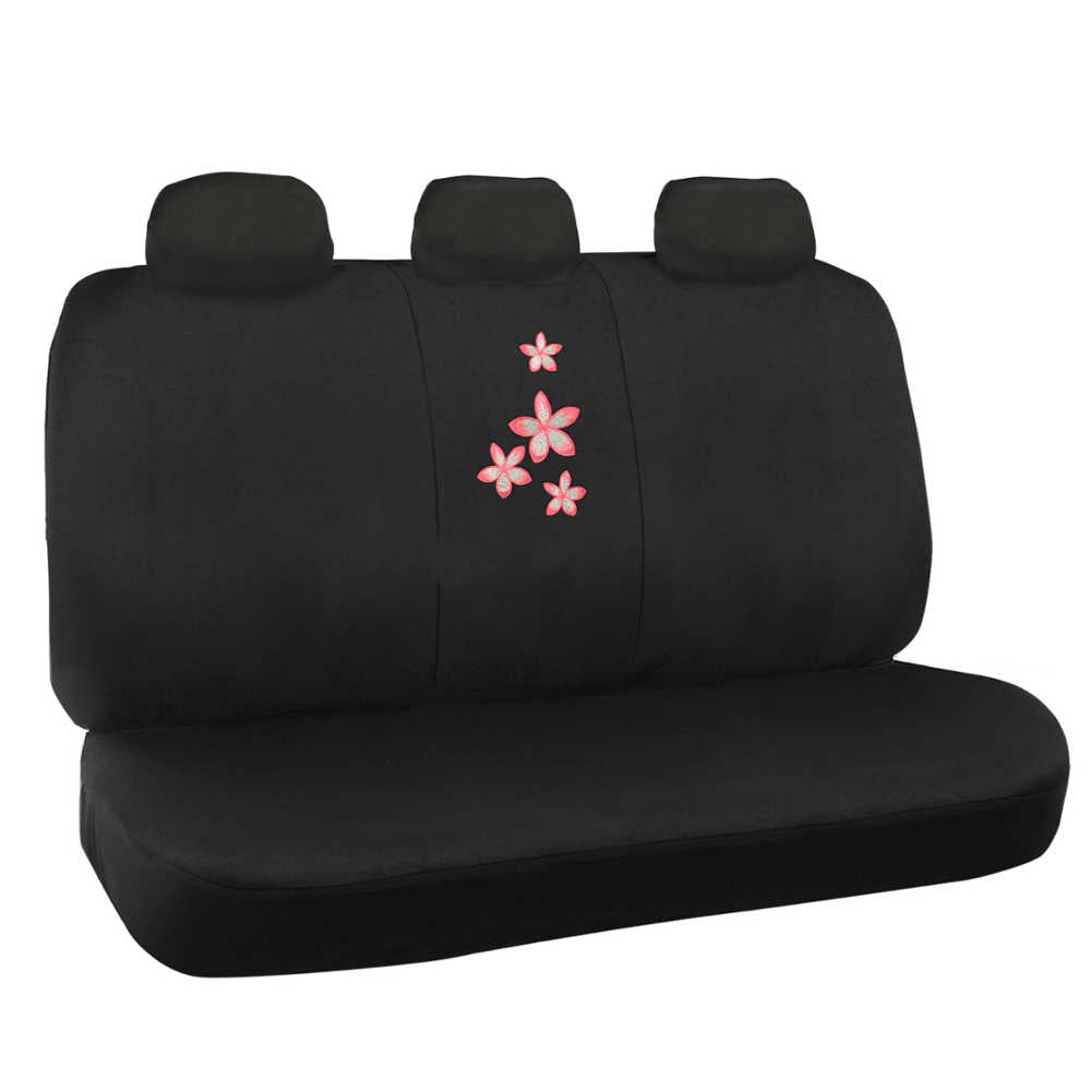 BDK 12-Piece Pink Flowers Vordersitzbezüge, Rücksitzbezug, Sitzgurtpads und Lenkradbezug (Fits 14.5' - 15.5')