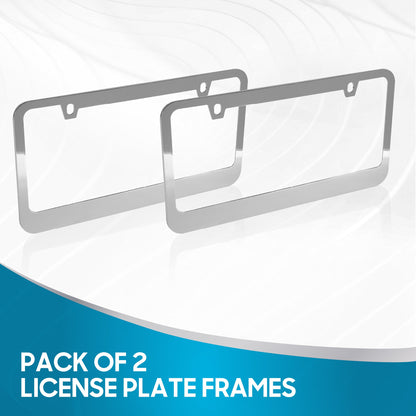 Rostbeständiges verchromtes Die-Cast-Edelmetall-Lizenzplattenrahmen / -halter Universalgröße - Blank Metal Design (Paket von 2)