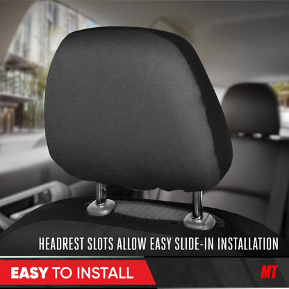Motor Trend Honeycomb Polyester-Sitzbezüge - Semi Universal Fit Front Seat Protector für die meisten Autos, LKWs, SUVs - Atemberaubendes Hex-Design, einfach zu installieren, Schwarz & Grau Autositzbezug